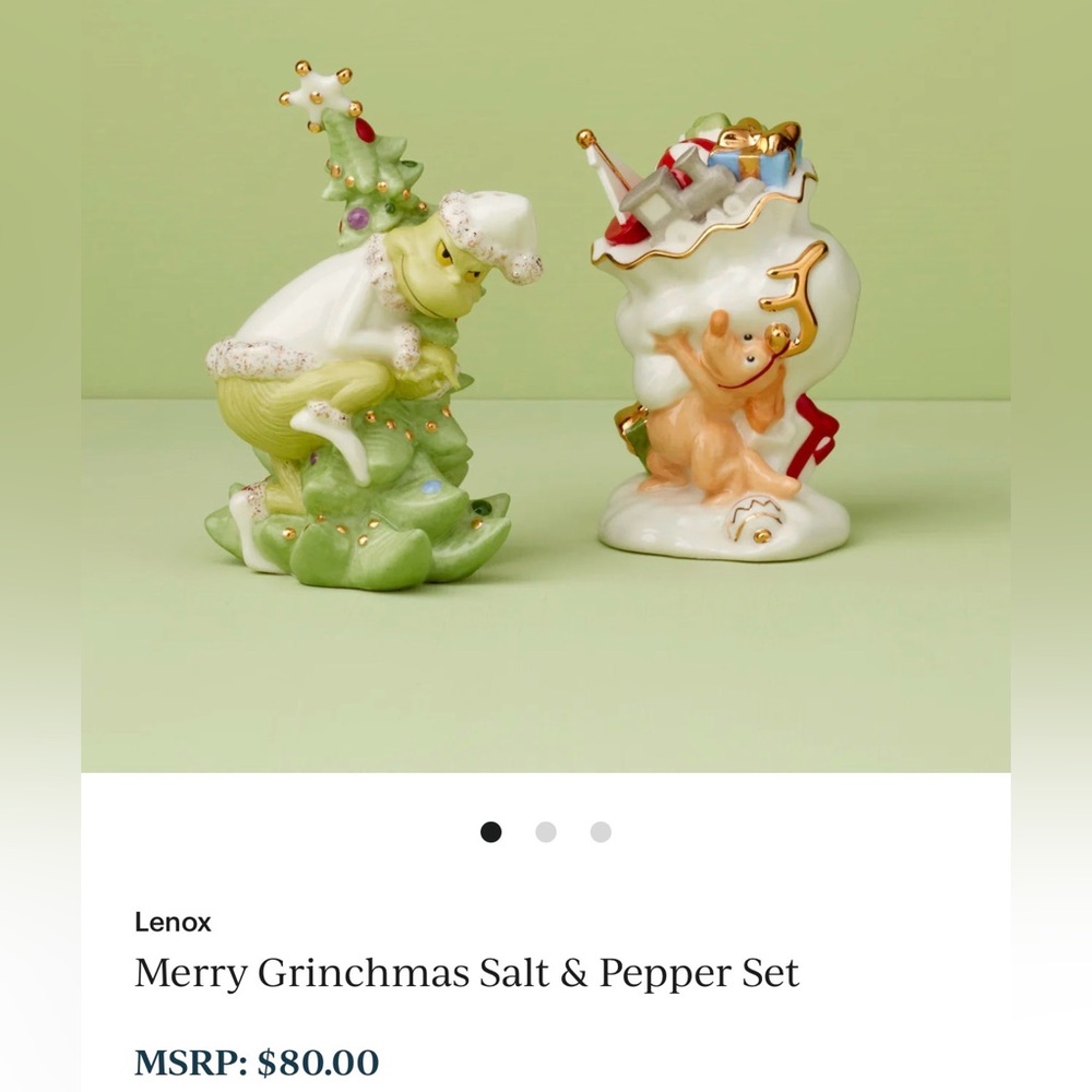 Merry Grinchmas Lenox Classics Salt & Pepper Shaker Holiday Set